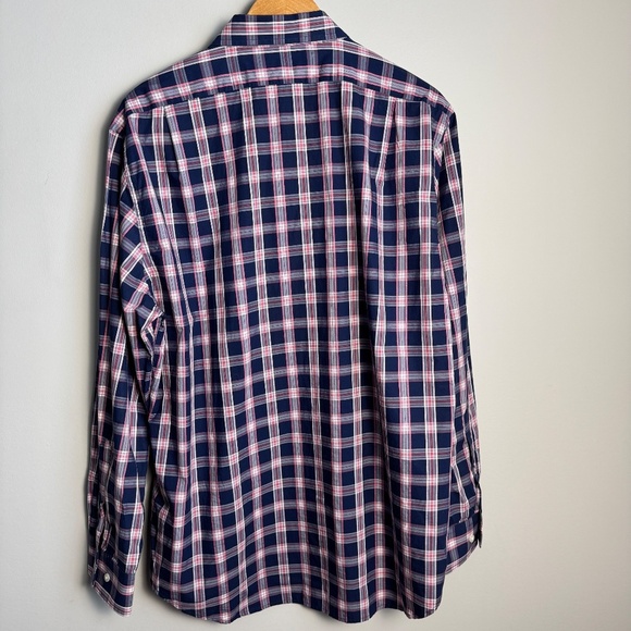 LINCS DC&Co Men's Lightweight Long Sleeve Button Up Shirt Navy/Pink Size X-Large - Picture 6 of 14